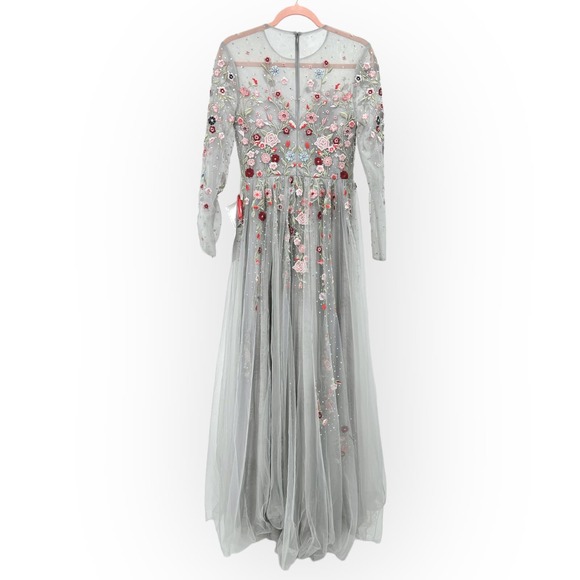 Mac Duggal Embroidered Illusion High Neck Long Sleeve A-line Gown NEW‎ $798 [6] - Picture 11 of 16